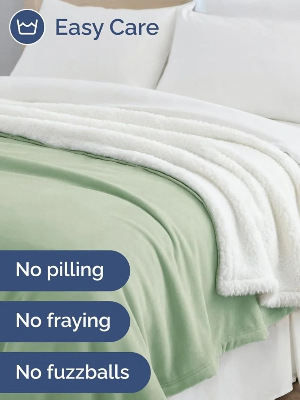 Sage Green Plush Reversible Sherpa Throw Blanket 60x80